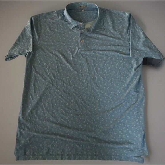 Peter Millar Summer Comfort Polo Light Blue Island Print Size XXL - Picture 1 of 7